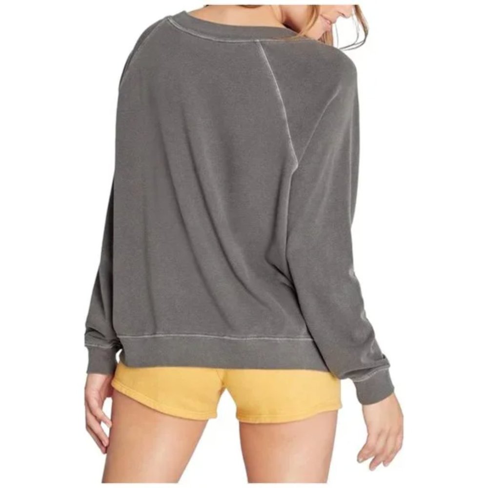 657. XS Oversized - WILDFOX Gray Sweatshirt “Easy Does It” Rainbow NEW $108 msrp - Picture 3 of 3
